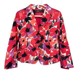 MAXMARA W-E 2023‎ Cotton Floral Maximalist Red Short Blazer Designer sz L 14